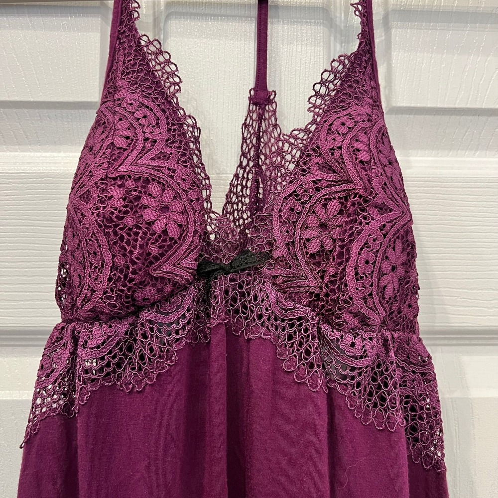 Victoria's Secret Babydoll Chemise Lace Polyamide Plum Purple Boho Romantic M
